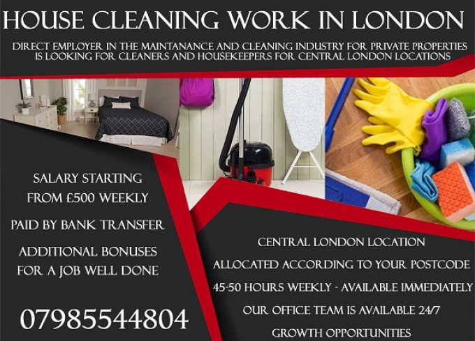 HOUSE CLEANING WORK IN LONDON
